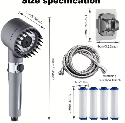 2025 nuevo cabezal de ducha ion con filtro de mano, turbocompresor con múltiples modos de pulverización, interruptor de encendido/apagado de filtro incorporado