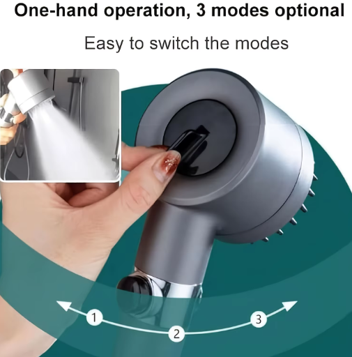 2025 nuevo cabezal de ducha ion con filtro de mano, turbocompresor con múltiples modos de pulverización, interruptor de encendido/apagado de filtro incorporado